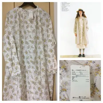 새상품 사만사 모스모스 수채화 꽃 개더 원피스 아이보리