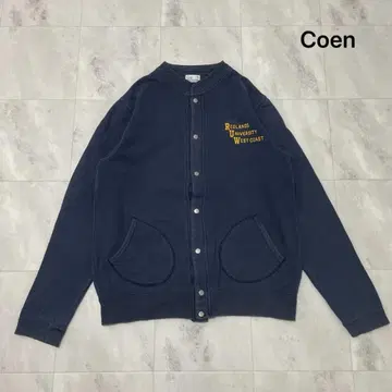 Coen 맨투맨 가디건 스냅 버튼 칼리지 로고 아메카지