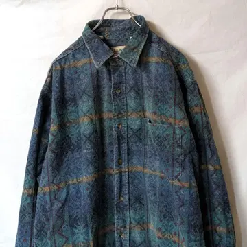 90s USA 엘엘빈 네이티브 올 패턴 플란넬 셔츠 e803
