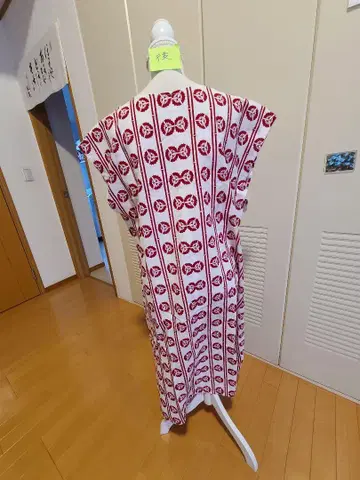 유카타 원단의 포켓 부착 플레어 원피스