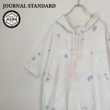 JOURNAL STANDARD 페인트 풀오버 후드티 화이트 L