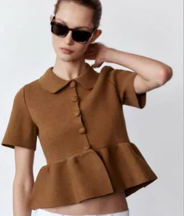 ZARA 상의 니트 페플럼 가디건 M