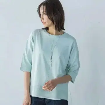 로트레아몽 택 포함 새상품 민트 그린 5부 소매 T셔츠 라이크 니트