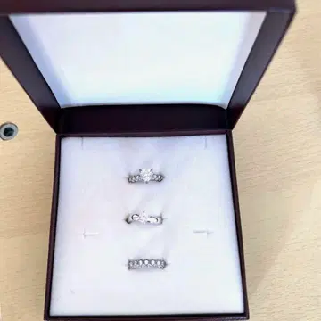 QVC 다이아 모니크 반지 트리리언 컷, 싱글, 이터니티 3종 세트