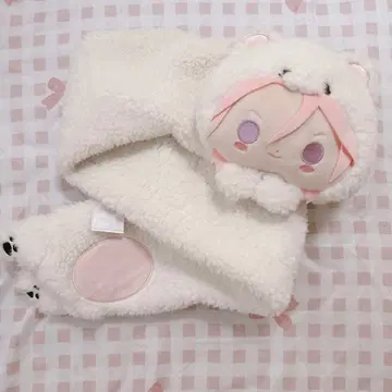 오우카와 코하쿠 화이트 베어 머플러 고백 풍선