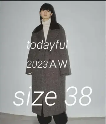 todayful 더블 칼라 트위드 코트 38 2023AW