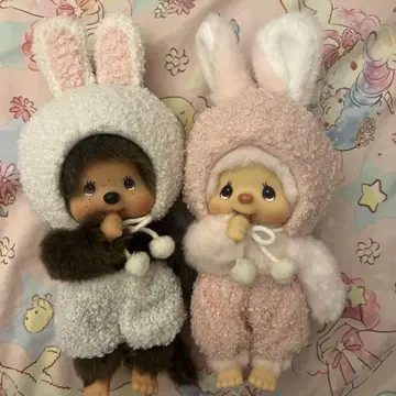 몽치치 침탄 토끼 귀 달린 봉제 인형 세트 2개 한정판