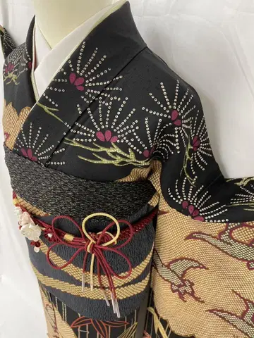 [ WA-Modern ] 순수 실크 레트로 후리소데 풀세트