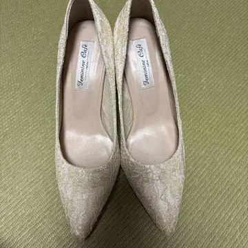 베이지 레이스 하이힐 24.0cm