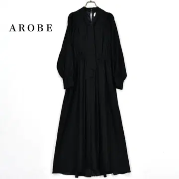AROBE 보타이 원피스 블랙