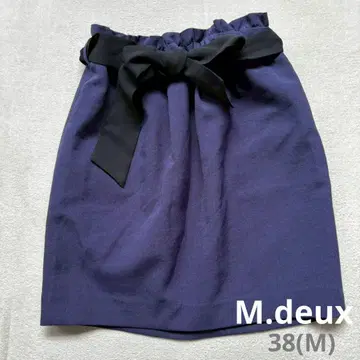 M.deux 네이비 미니 스커트 리본 포함