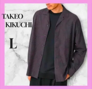TAKEO KIKUCHI 플라워 자수 오픈 카라 셔츠