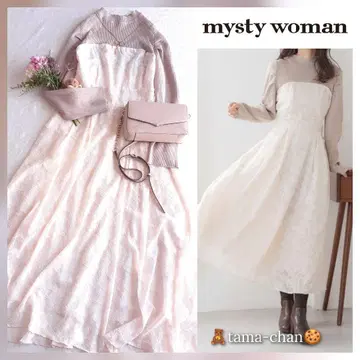 mysty woman 플라워 자카드 뷔스티에 도킹 원피스
