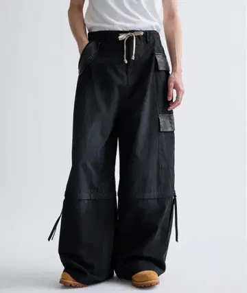 블랙 데님 와이드 팬츠