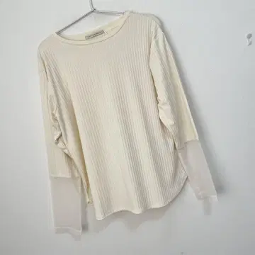 LC/LLL 리브 시어 도킹 티셔츠 / 소매 절개 리브 상의