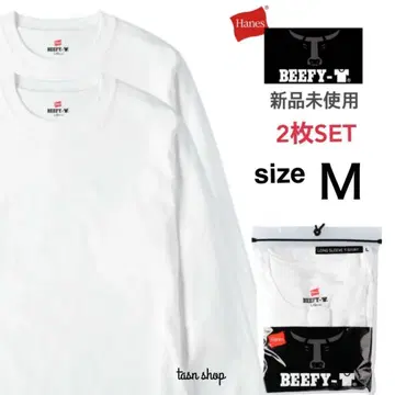[헤인즈] 미사용 새상품 비피 무지 롱 T 남녀 공용 화이트 M 2장