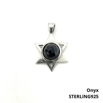 육망성 오닉스 실버 목걸이 탑 STERLING 925 펜던트