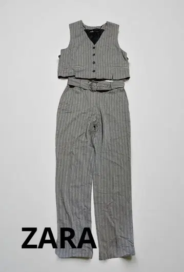 ZARA 벨트 세트업 베스트 팬츠 그레이