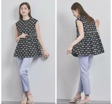 united arrows 리본컷 자카드 베스트