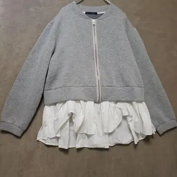 폴린느 브로 그레이 프릴 장식 종이상자 프릴 트레이닝복 블루종