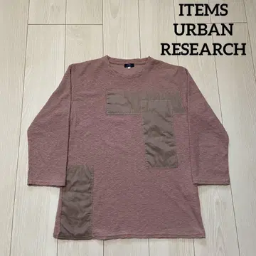 ITEMS URBAN RESEARCH 7부 소매 패치 파일 원단 티셔츠