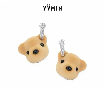 yvmin flocked Bear Head 귀걸이