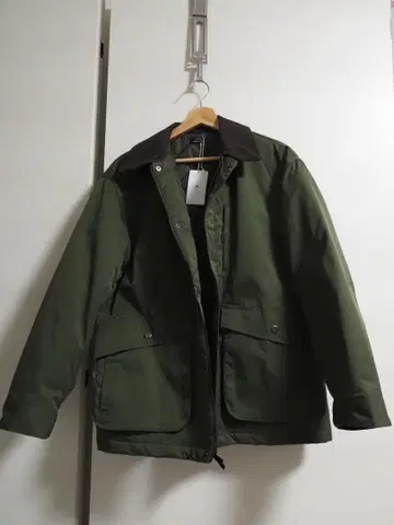 [ 미사용 ] 옷깃 코듀로이 충전솜 헌팅 JACKET 자켓 바버풍 그린