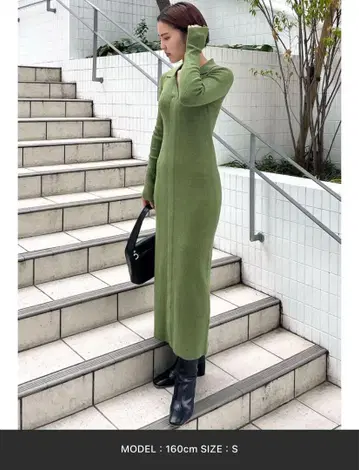 LAGUNAMOON 컬러 넥 타이트 니트 원피스