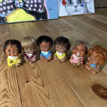 쇼와 레트로 몬나니 인형 울고 웃는 인형 소프트 비닐 일본제 6체 세트