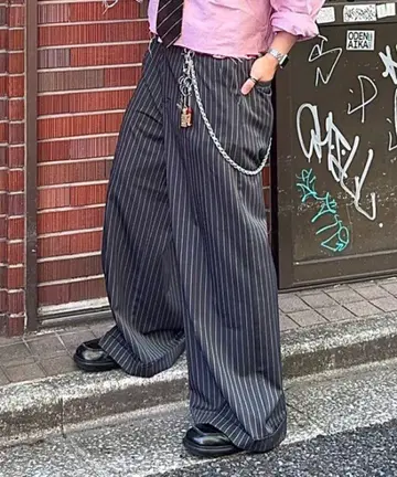 MandO 스트라이프 와이드 슬랙스