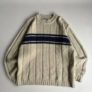 (구제 의류) 90s north creft 패턴 아크릴 니트 보더 스웨터