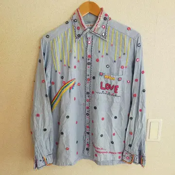 할리우드 런치 마켓 올 패턴 자수 샴브레이 셔츠 긴팔 2(M)