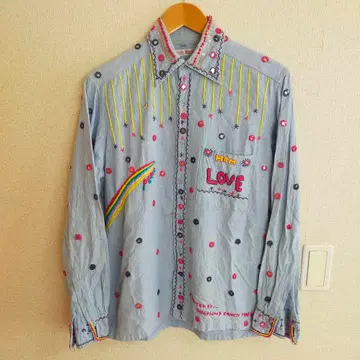 할리우드 런치 마켓 올 패턴 자수 샴브레이 셔츠 긴팔 2(M)