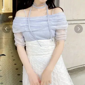 dazzlin 시어 오프숄더 상의 오렌지