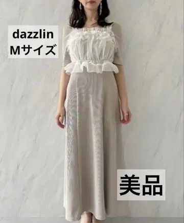 dazzlin 5부 소매 튤 개더 뷔스티에 원피스 베이지 M