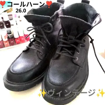 빈티지 콜한 가죽 하이컷 워크 부츠 블랙 26