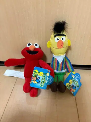 빈티지 80s 세서미 스트릿 엘모, 버트 봉제 인형