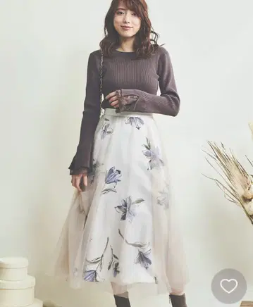 [새상품급] Noela*튤 레이어 꽃무늬 스커트
