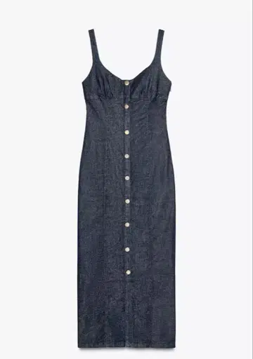 데님 미디 기장 스트랩 원피스 블루 ZARA