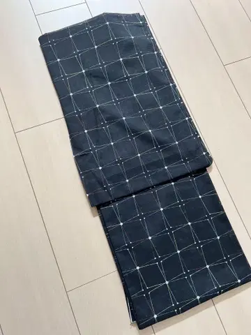 여름 기모노 블랙 컬러 컬러풀한 격자 무늬 쇼와 레트로