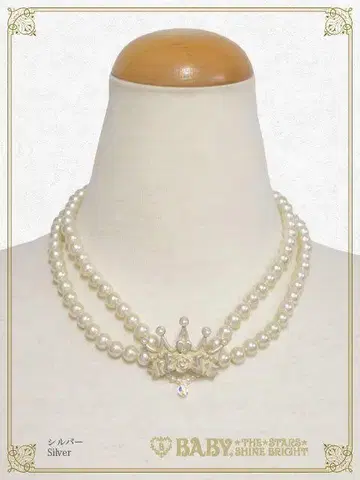 로즈 리본 티아라 목걸이 고대 은 silver silver