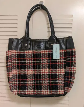 새상품급 TOMMY HILFIGER 체크 무늬 토트백