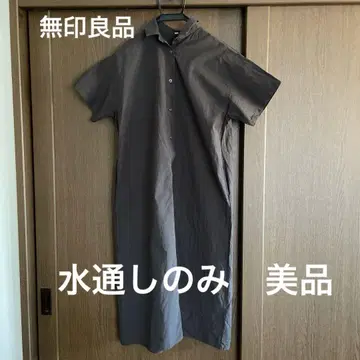 무인양품 차콜 그레이 반팔 셔츠 원피스 물세탁만