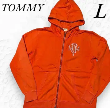 타미힐피거 후드티 오렌지 풀 집업 심플 캐주얼 L 후드 로고