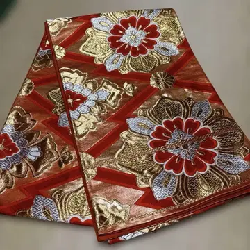 육통 후쿠로 오비 순수 실크 오렌지 계열