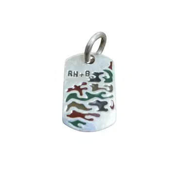 목걸이 탑 RH+B 카모플라쥬 무늬 혈액형 실버925 도그택