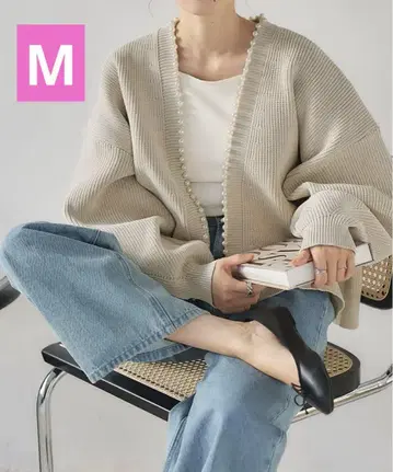 titivate 펄 디자인 니트 가디건 아이보리 M 사이즈