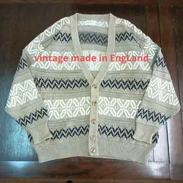 영국 JAEGER vintage 보더 기하학 가디건