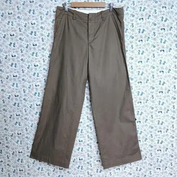 맥피 와이드 팬츠 코튼 린넨 일본제 카키 밀리터리 36