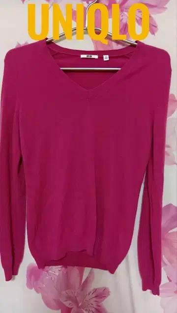 UNIQLO 핑크 V넥 여성용 M 캐시미어 스웨터